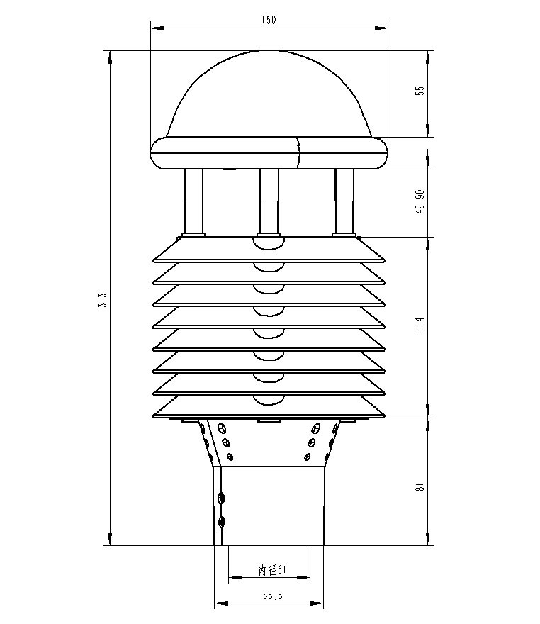 智慧灯杆环境传感器产品尺寸图