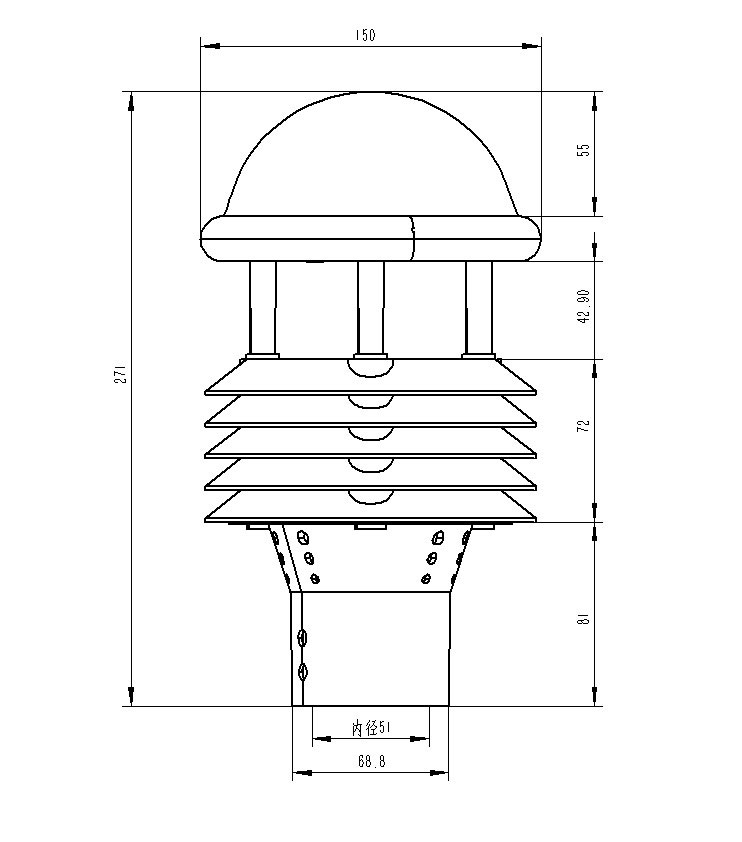 6要素气象站传感器产品尺寸图