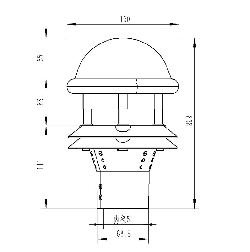 高精度光学雨量传感器产品尺寸图