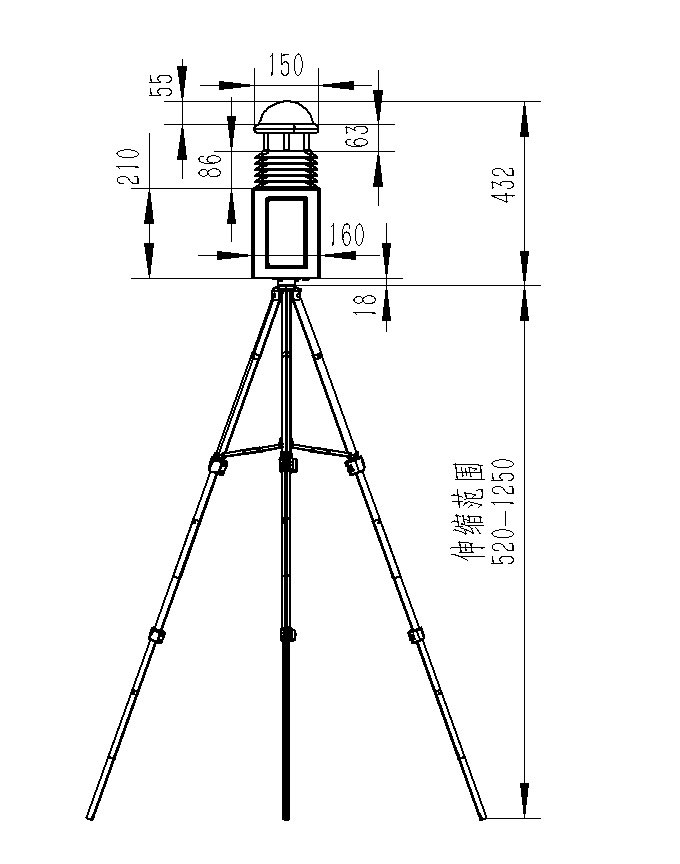 便携式应急气象站产品尺寸图