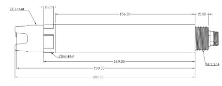 高量程水质电导率TDS盐度温度传感器尺寸图